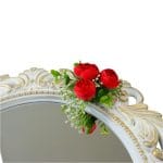 Oglinda Miresei Decorata, Trandafiri, Bujori, Orhidee, Rosu, Alb, 47 cm, OGLDC009 - imagine 4