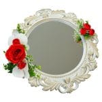 Oglinda Miresei Decorata, Trandafiri, Bujori, Orhidee, Rosu, Alb, 47 cm, OGLDC009 - imagine 6