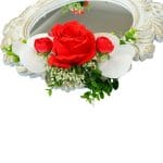 Oglinda Miresei Decorata, Trandafiri, Bujori, Orhidee, Rosu, Alb, 47 cm, OGLDC009 - imagine 2