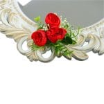 Oglinda Miresei Decorata, Trandafiri, Bujori, Orhidee, Rosu, Alb, 47 cm, OGLDC009 - imagine 5