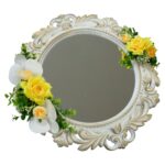 Oglinda Miresei Decorata, Trandafiri, Bujori, Orhidee, Galben, Crem, Alb, 47 cm, OGLDC010 - imagine 5