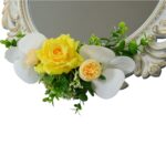 Oglinda Miresei Decorata, Trandafiri, Bujori, Orhidee, Galben, Crem, Alb, 47 cm, OGLDC010 - imagine 2
