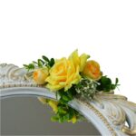 Oglinda Miresei Decorata, Trandafiri, Bujori, Orhidee, Galben, Crem, Alb, 47 cm, OGLDC010 - imagine 6