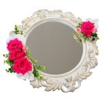 Oglinda Miresei Decorata, Trandafiri, Bujori, Orhidee, Roz, Alb, 47 cm, OGLDC012 - imagine 6