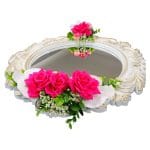 Oglinda Miresei Decorata, Trandafiri, Bujori, Orhidee, Roz, Alb, 47 cm, OGLDC012 - imagine 3