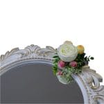 Oglinda Miresei Decorata, Trandafiri, Bujori, Orhidee, Crem, Alb Roz, 47 cm, OGLDC013 - imagine 4