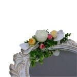 Oglinda Miresei Decorata, Trandafiri, Bujori, Orhidee, Crem, Alb Roz, 47 cm, OGLDC013 - imagine 2