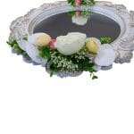 Oglinda Miresei Decorata, Trandafiri, Bujori, Orhidee, Crem, Alb Roz, 47 cm, OGLDC013 - imagine 3