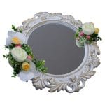 Oglinda Miresei Decorata, Trandafiri, Bujori, Orhidee, Crem, Alb Roz, 47 cm, OGLDC013 - imagine 5
