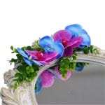 Oglinda Miresei Decorata, Orhidee, Albastru, Mov, 47 cm, OGLDC014 - imagine 2