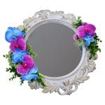 Oglinda Miresei Decorata, Orhidee, Albastru, Mov, 47 cm, OGLDC014 - imagine 5