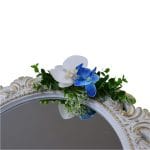 Oglinda Miresei Decorata, Orhidee, Alb, Albastru, 47 cm, OGLDC015 - imagine 3