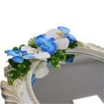 Oglinda Miresei Decorata, Orhidee, Alb, Albastru, 47 cm, OGLDC015 - imagine 2