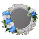 Oglinda Miresei Decorata, Orhidee, Trandafiri, Alb, Albastru, 47 cm, OGLDC002 - imagine 2