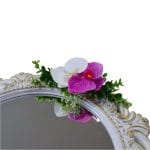 Oglinda Miresei Decorata, Orhidee, Alb, Mov, 47 cm, OGLDC016 - imagine 3