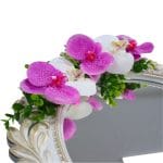 Oglinda Miresei Decorata, Orhidee, Alb, Mov, 47 cm, OGLDC016 - imagine 2