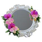 Oglinda Miresei Decorata, Orhidee, Bujori, Roz, Mov, Crem, 47 cm, OGLDC018 - imagine 5