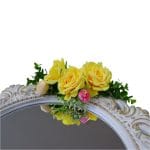 Oglinda Miresei Decorata, Trandafiri, Bujori, Galben, Roz, Crem, 47 cm, OGLDC019 - imagine 3