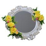 Oglinda Miresei Decorata, Trandafiri, Bujori, Galben, Roz, Crem, 47 cm, OGLDC019