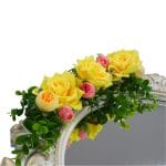 Oglinda Miresei Decorata, Trandafiri, Bujori, Galben, Roz, Crem, 47 cm, OGLDC019 - imagine 2