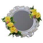 Oglinda Miresei Decorata, Trandafiri, Bujori, Galben, Roz, Crem, 47 cm, OGLDC019 - imagine 4