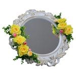 Oglinda Miresei Decorata, Trandafiri, Bujori, Galben, Roz, Crem, 47 cm, OGLDC019 - imagine 5