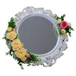 Oglinda Miresei Decorata, Trandafiri, Bujori, Crem, Roz, 47 cm, OGLDC022 - imagine 5