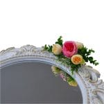 Oglinda Miresei Decorata, Trandafiri, Bujori, Crem, Roz, 47 cm, OGLDC022 - imagine 3