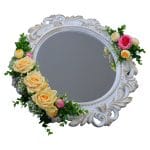 Oglinda Miresei Decorata, Trandafiri, Bujori, Crem, Roz, 47 cm, OGLDC022 - imagine 4