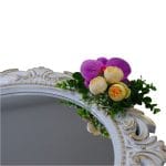 Oglinda Miresei Decorata, Orhidee, Bujori, Mov, Roz, Crem, 47 cm, OGLDC024 - imagine 3