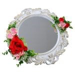 Oglinda Miresei Decorata, Trandafiri, Orhidee, Bujori, Rosu, Roz, 47 cm, OGLDC025 - imagine 4