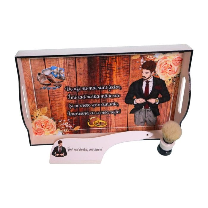 Set Gatit Mire, Nunta, 3 Piese, Lemn, Maro, Vintage, 22x35cm, SGMRD010 - imagine 1