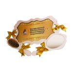Set Gatitul Miresei, Nunta, 3 Piese, Lemn, Auriu, Galben, 22x36cm, SGMRSD004 - imagine 5