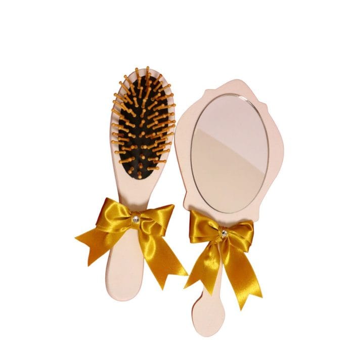Set Gatitul Miresei, Nunta, 3 Piese, Lemn, Auriu, Galben, 22x36cm, SGMRSD004 - imagine 6
