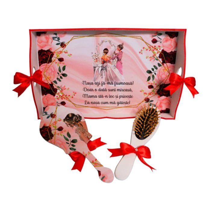 Set Gatitul Miresei, Nunta, 3 Piese, Rosu, 22x35cm, SGMRSD012 - imagine 3