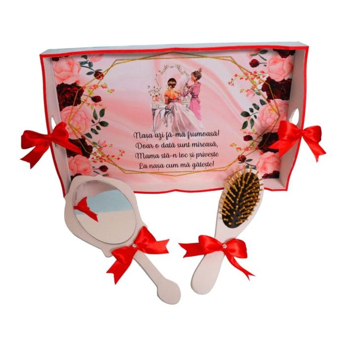 Set Gatitul Miresei, Nunta, 3 Piese, Rosu, 22x35cm, SGMRSD012 - imagine 4