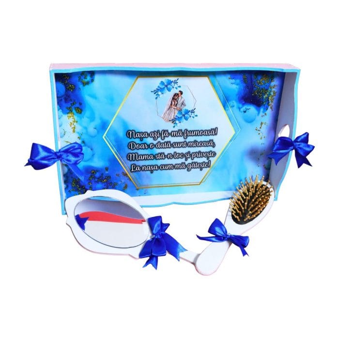 Set Gatitul Miresei, Nunta, 3 Piese, Lemn, Albastru Royal, 22x35cm, SGMRSD018 - imagine 4