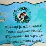 Set Gatitul Miresei, Nunta, 3 Piese, Lemn, Albastru, 22x36cm, SGMRSD019 - imagine 4