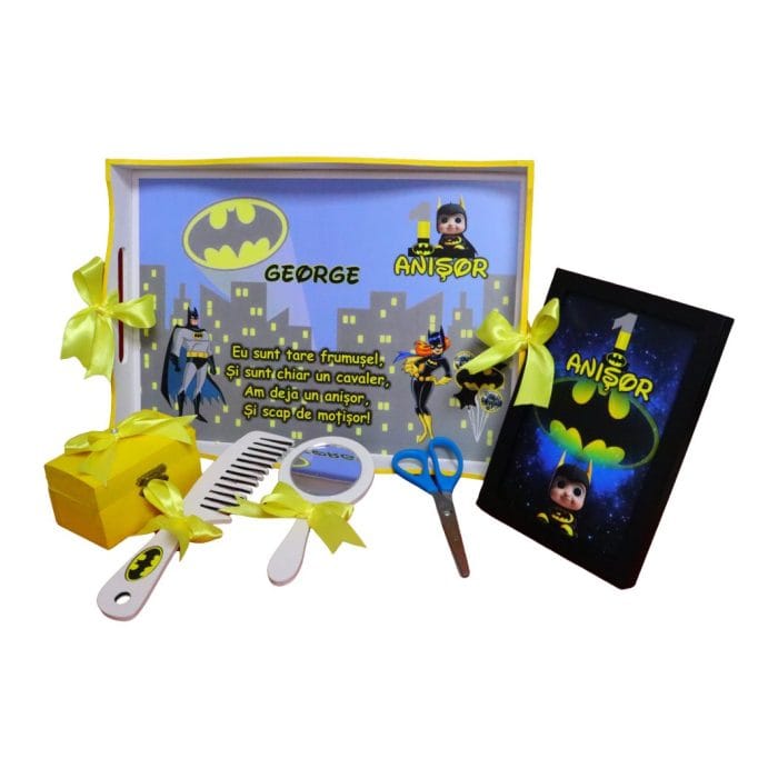 Set Mot Personalizat, Baby Batman, 6 Piese, Lemn, Galben, 20x30cm, SMD005 - imagine 3