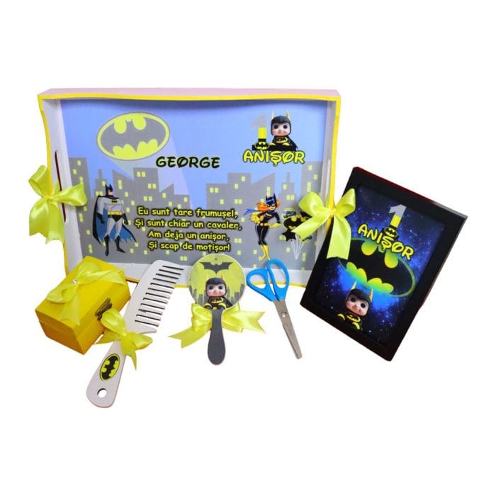 Set Mot Personalizat, Baby Batman, 6 Piese, Lemn, Galben, 20x30cm, SMD005 - imagine 5