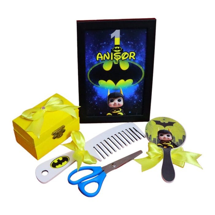 Set Mot Personalizat, Baby Batman, 6 Piese, Lemn, Galben, 20x30cm, SMD005 - imagine 2