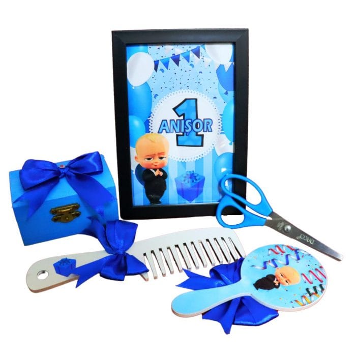 Set Mot Personalizat, Baby Boss, 6 Piese, Lemn, Albastru, 20x30cm, SMD007 - imagine 2