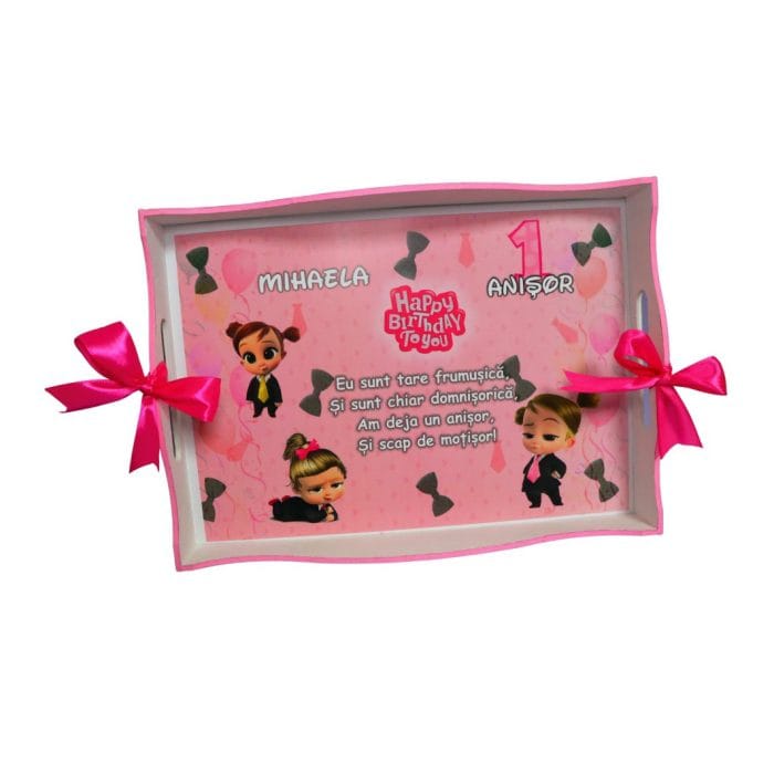 Set Mot Personalizat, Baby Boss Girl, 5 Piese, Lemn, Roz, 20x30cm, SMD010 - imagine 2