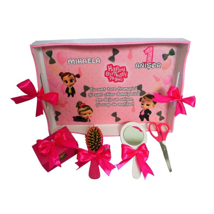 Set Mot Personalizat, Baby Boss Girl, 5 Piese, Lemn, Roz, 20x30cm, SMD010 - imagine 4