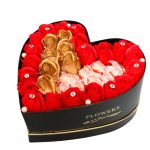 Aranjament Floral Gold, Raffaello, Trandafiri Sapun, Gold Rosu, 25 cm, AF017 - imagine 4