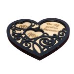 Cutie de verighete, Inima, Lemn Natur, Negru, CTV011 - imagine 2