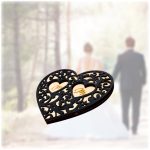 Cutie de verighete, Inima, Lemn Natur, Negru, CTV013 - imagine 5