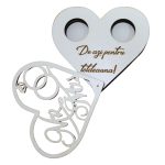 Cutie de verighete, Mr & Mrs, Inima, Lemn, Alb, CTV015 - imagine 2