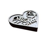 Cutie de verighete, Mr & Mrs, Inima, Lemn, Alb, CTV015