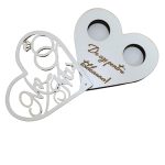 Cutie de verighete, Mr & Mrs, Inima, Lemn, Alb, CTV015 - imagine 4